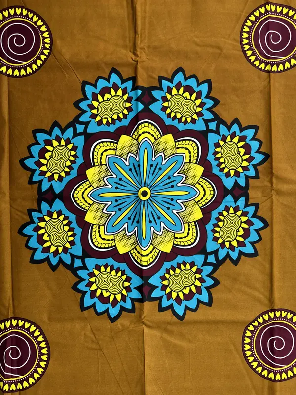 African Wax Print Polycotton Fabric, 6 Yards, for Dressmaking, Quilts, Skirt, Apparel, Sewing, Crafting Material, 45" Inch Wide, 6 Yards Piece (5.4m Long x 1.2m Wide) 2
