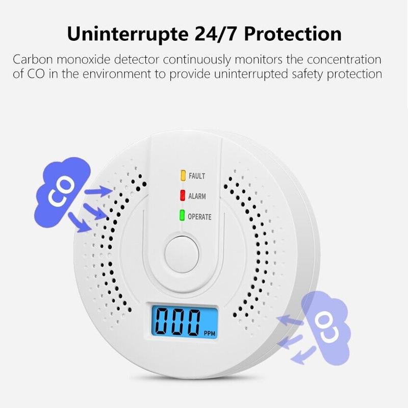 Carbon Monoxide Detector, CO Detectors with LED Indicator & Silence Button, EN 5 1