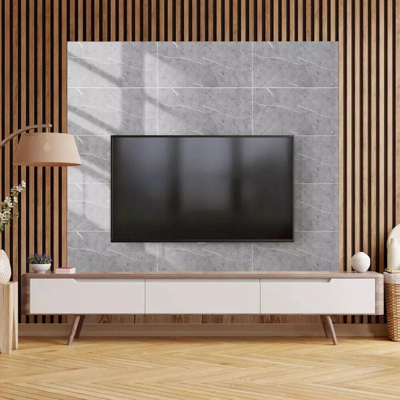 Product Introduction of (Fast delivery in 1-3 days) 10PCS Grey Marble PVC Wall Tile Stickers - Self-Adhesive 30x60cm for Kitchen & Bathroom Decor Decorative Ornaments Tiles Sticker Decor Decorative pu stone panel transparent reflective Smooth Metal Aluminium Wooden Glass 2