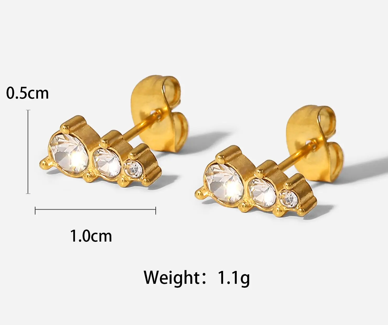 Honey Chic Micro Diamond Earrings / 18K Gold Plated Daily Birthday Auspicious Anniversary
