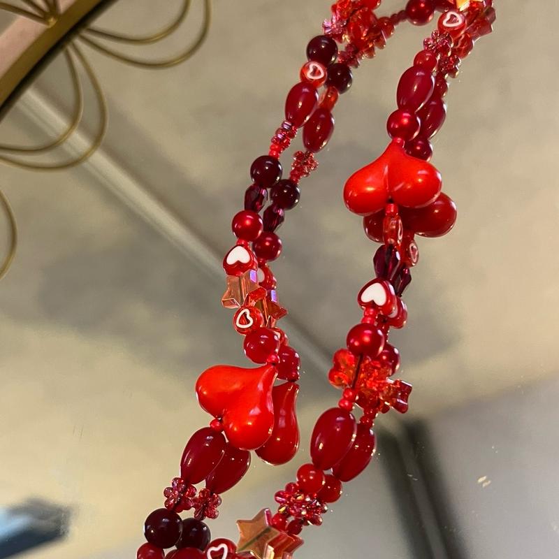 Red phone charmPhone Strap , Phone Chain ,Y2K Style Beaded Phone Charm, Phone Accessories, Phone Jewellery, Gift,handmade phonecharms Personalised iphone case straps phone  straps 2