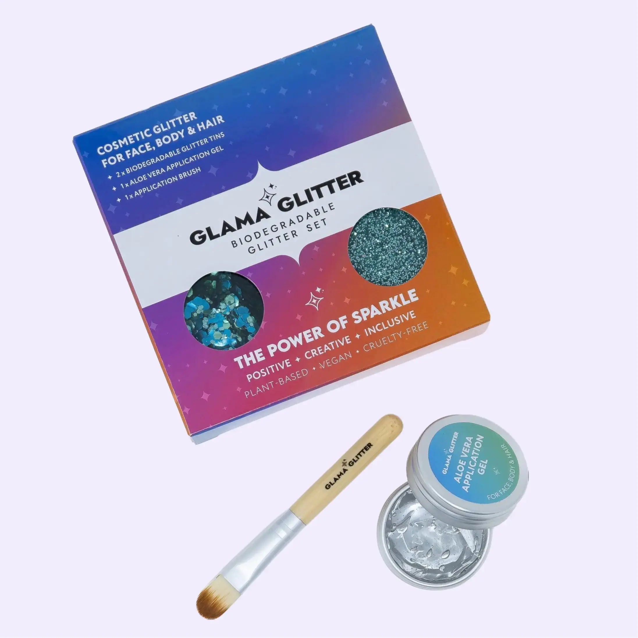 Glamaglitter Aquatic Mermaid Cosmetic Biodegradable Glitter Makeup Set for Face, Body, Hair