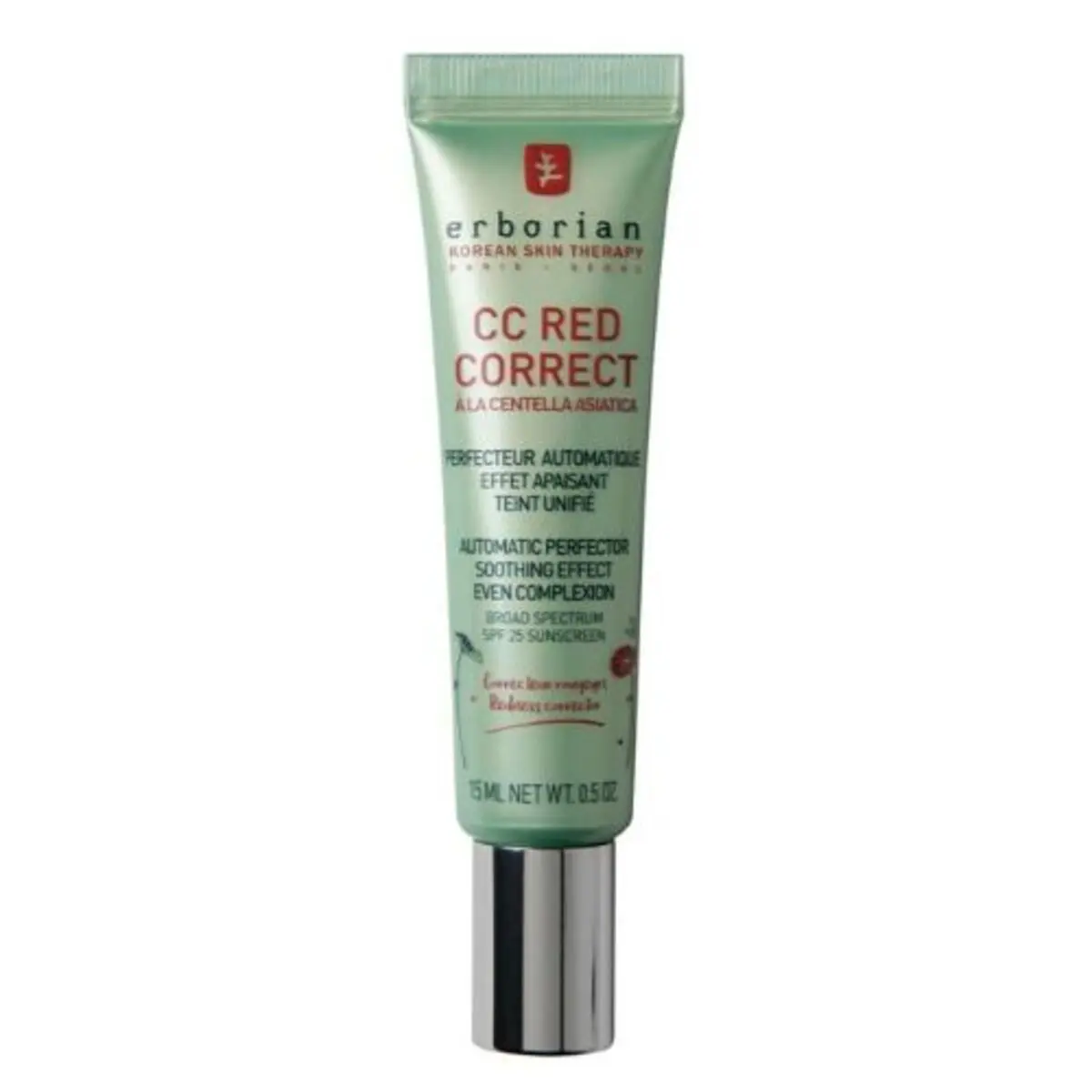 CC Red Correct with Centella Asiatica - Imperfection-Covering Complexion Perfector and Corrector - Cosmetic Care with Color Correction for Face with SPF 25 Makeup Cream Pack Coverage Flawless Skincare