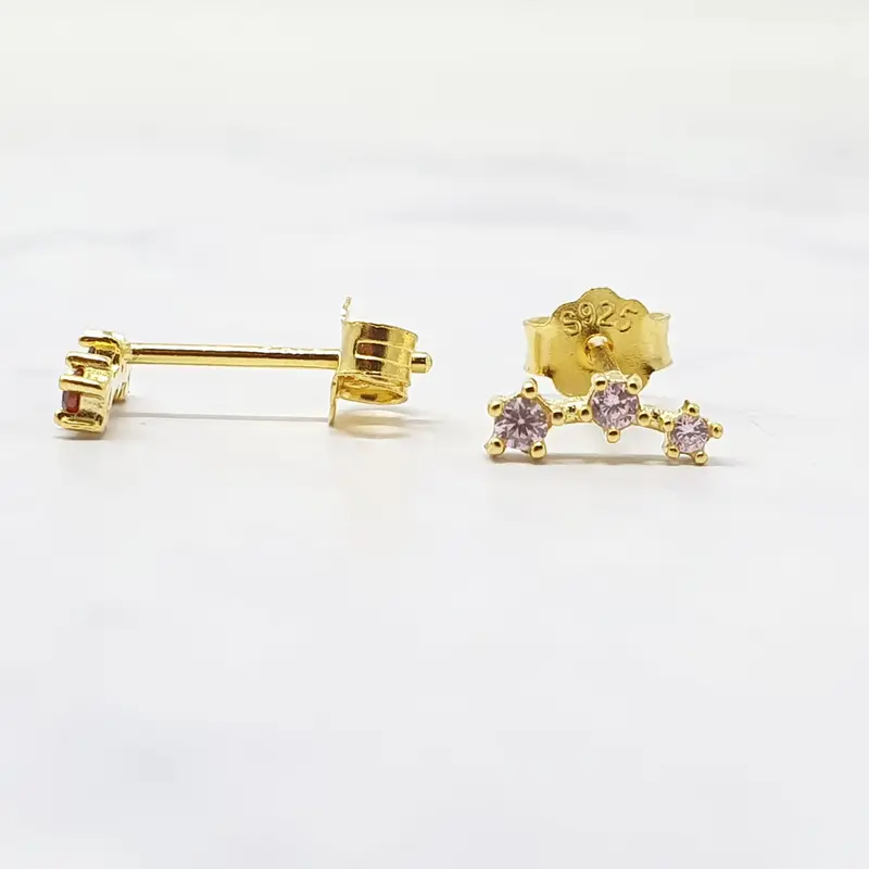 Pink Tourmaline October Birthstone Small Stud Earrings 3