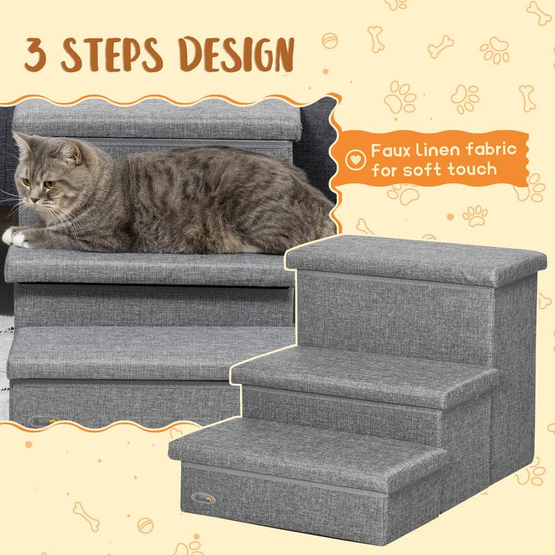 Pet Stairs with Storage, 3 Steps, 40.5H x 63.5L x 42.5Wcm 5