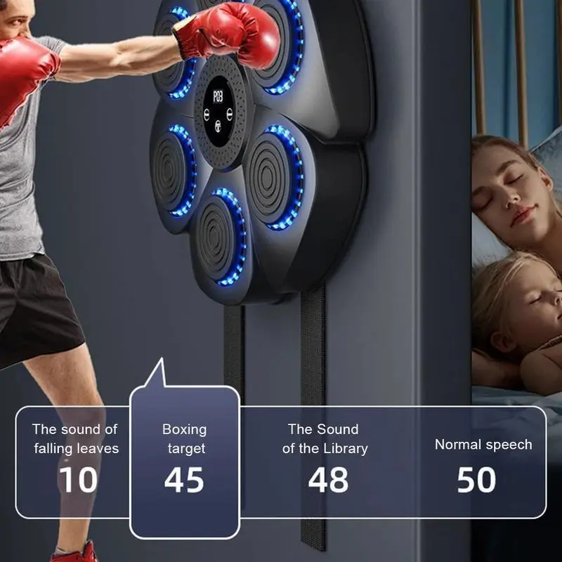 Smart Boxing Pad Trainer, 1 Set Durable Wall Mounted Boxing Bag with Built-in Speakers, Fun Exercise Games with Gloves for Home Gym 2