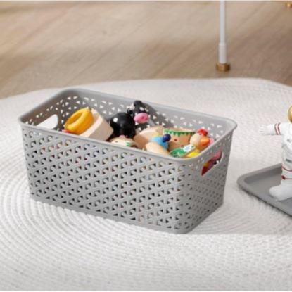 Multipurpose Storage Baskets with Lids | 3 Baskets set Premium Elite Plastic laundry basket with lid Stackable Baskets Organiser Basket | Home Kitchen Wardrobe Toys Stationary | Daiso Grey Pack Decor Room 6