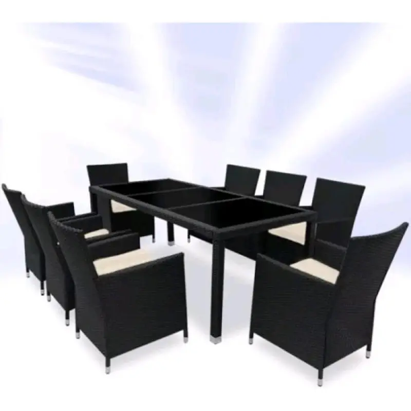 RATTAN GARDEN FURNITURE DINING TABLE AND 8 CHAIRS DINING SET OUTDOOR PATIO 1