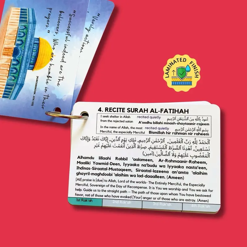 Islamic Salah Cards Prayer Guide, How to Pray, Muslim Kids Reverts Gift, Arabic, Quran 3
