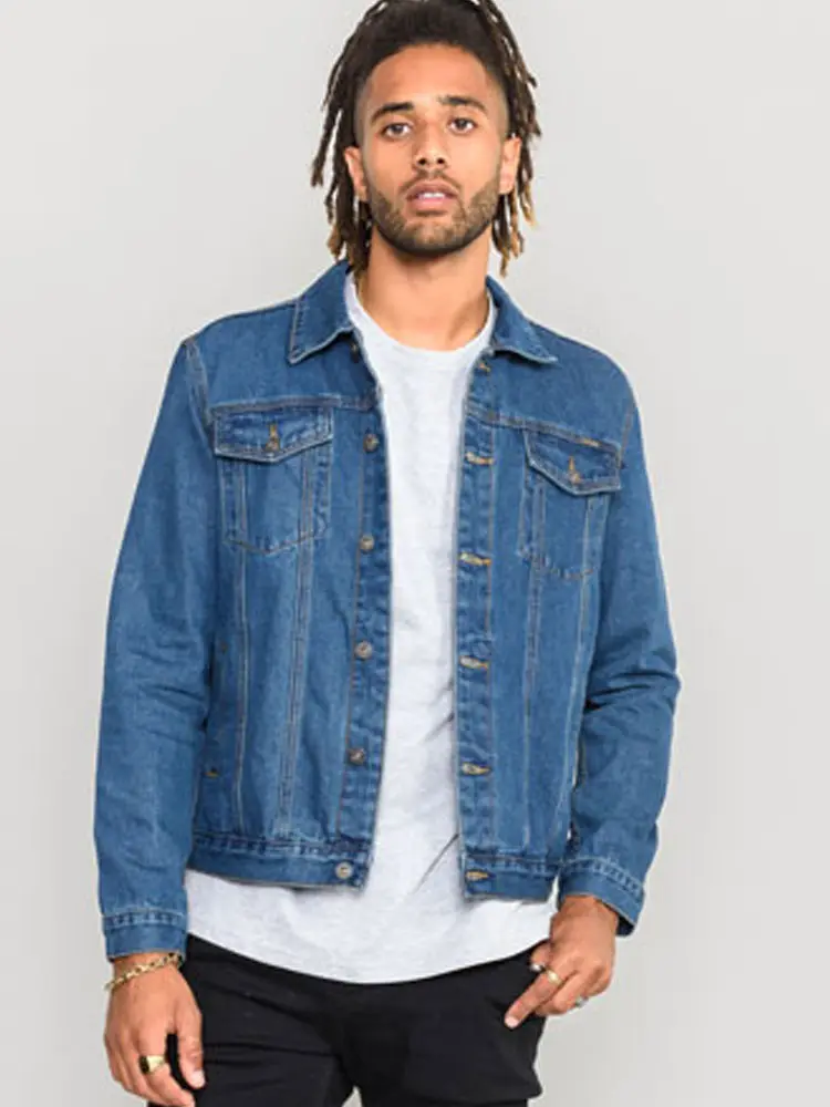Duke Mens Denim Jacket, Western Style, Trucker Blue Stonewash S-XXL