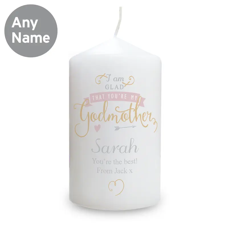 Personalised I Am Glad... Godmother Pillar Candle 3