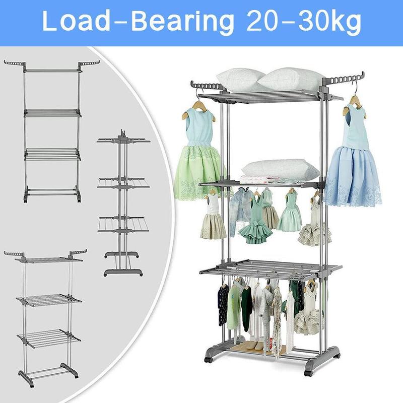 4 Tier Foldable Laundry Dryer Rack Extra Large Bedroom Outdoor Clothes Airer Accessories Hanger Hangable 1