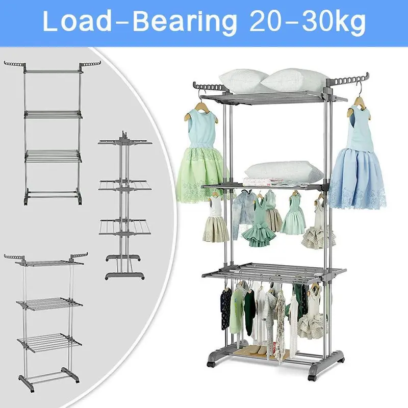 4 Tier Foldable Laundry Dryer Rack Extra Large Bedroom Outdoor Clothes Airer Accessories Hanger Hangable 1