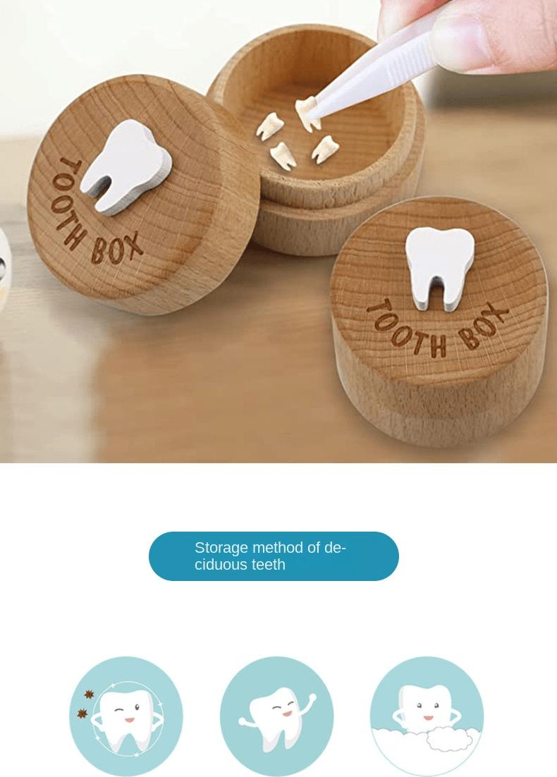 Product Introduction of 1PC Modern Minimalist Baby Teeth Box For Boys And Girls, Children's Teeth Collection Commemorative Box, Fetal Hair And Umbilical Cord Preservation Wooden Box Baby Shower Family Decorations Gifts 7