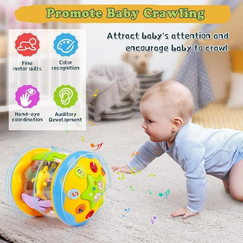 L&Y Baby Toys 6 to 12 Months, Ocean Projector Light Up Toys with Music, Sensory Toys for 1 2 3 Year Old Boys Girls, Musical Toys 12-18 Months Crawling Learning Tummy Time Toys 1st Birthday Gifts 2