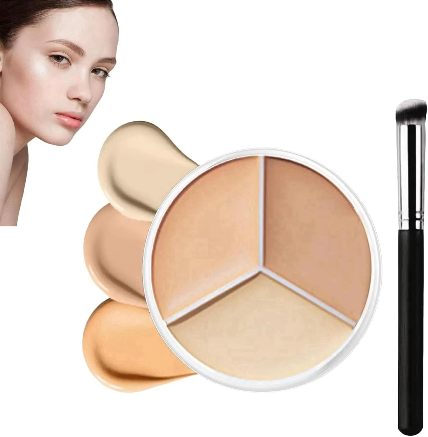 3 Color Concealer,Cream Concealer Full Coverage Palette,Colour Correcting Palette,Makeup Cream Concealer Palette,3 Colours Full Coverage Makeup,Waterproof Concealer,Under Eye Concealer,Cream Concealer