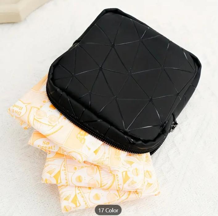 PearlBytes For Large Capacity Sanitary Napkin Storage Bag, Portable Wash Bag - Black 3