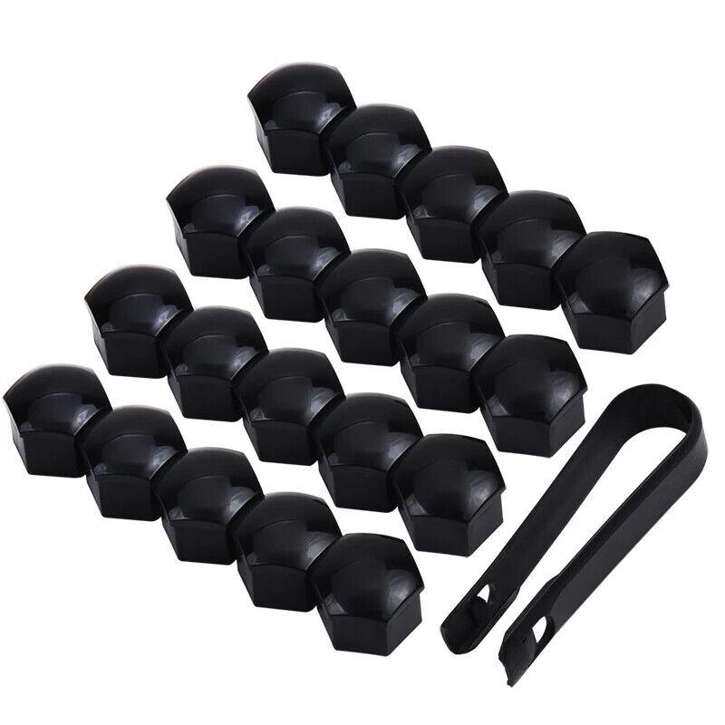20x 17mm Black Plastic Wheel Nut Bolt Covers Caps Universal For Any Car Locking 1