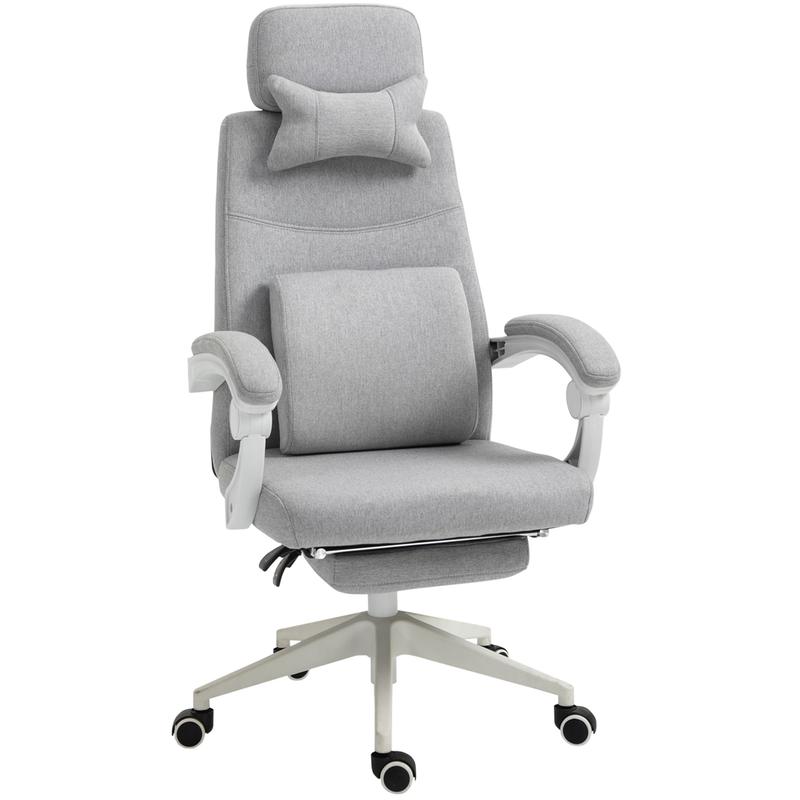 Ergonomic Home Office Chair 360° Swivel with Footrest Height Adjustable Grey 0
