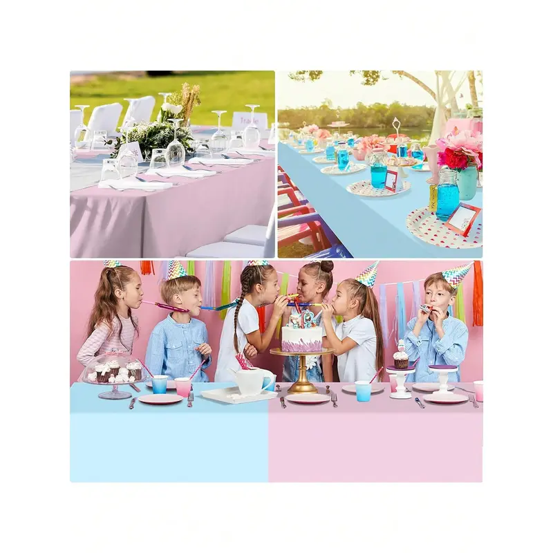 1/2pcs Gender Reveal Tablecloths, Disposable Plastic Pink And Blue Tablecloth, Rectangle Table Covers For Boy Or Girl Baby Shower Party Decorationsbaby Shower Family Decorations Gifts 4