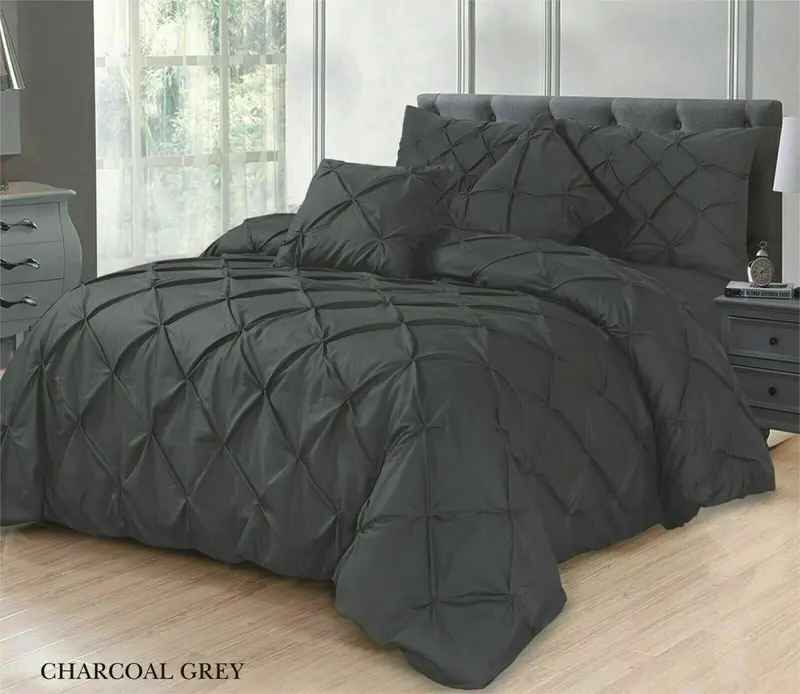 Pintuck Pleated Alford Duvet Cover Set Bedding With Pillowcase All Sizes Colours Shop Now 1