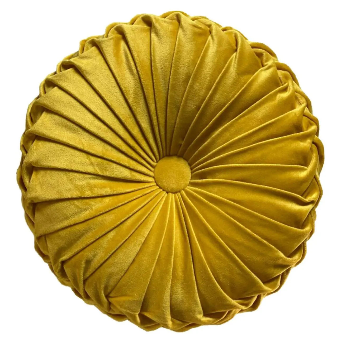 Round Cushion Holland Plush Velvet Chic Filled Cushion | MUSTARD