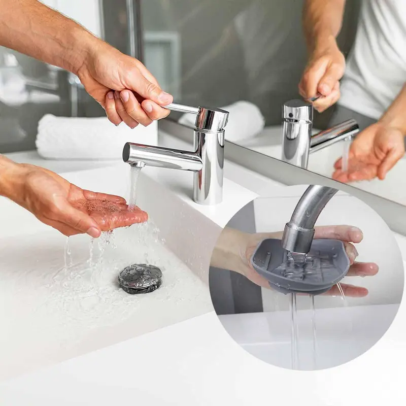 2PCS Silicone Soap Dish, Anti-Slip Soap Holder Flexible, Non-slip and Portable Shower Soap Box, Self Draining Shower Soap Dish for Shower, Bathroom, Kitchen Sponges, Easy Cleaning 1
