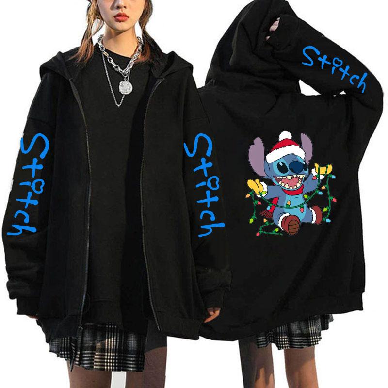 Product Introduction of Oversized Y2k Zip-up Hoodie  Women's Lilo & Stitch Costume Winter Clothes Woman Long Sleeve Warm Jacket Zip-up Street Tops 12