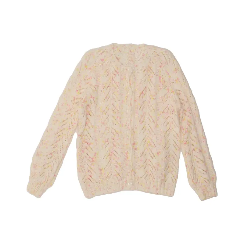 Pre-Owned VINTAGE Womens Cardigan Sweater UK 14 Medium White Flecked 1