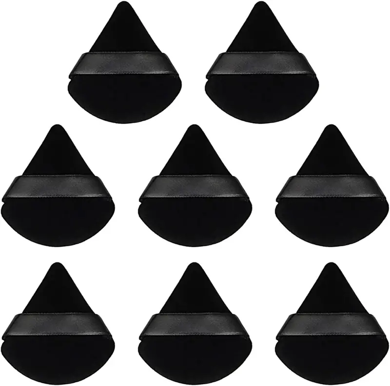 8 Pcs Powder Puff Face Triangle,2 Colors Face Makeup Puff Wet Dry Dual-Use,Face Powder Puff for Under Eye Makeup Applicator(Pink&Black) 7