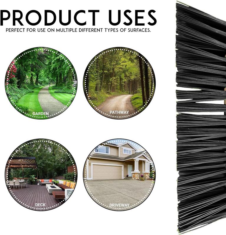 12” Broom Outdoor Yard Broom Sweeping Brush Strong PVC Bristles with Wooden Handle Garden Brooms for Cleaning Patio Yards Driveways Warehouse and Garage Bamboo Kitchen Lightweight Comfortable 2