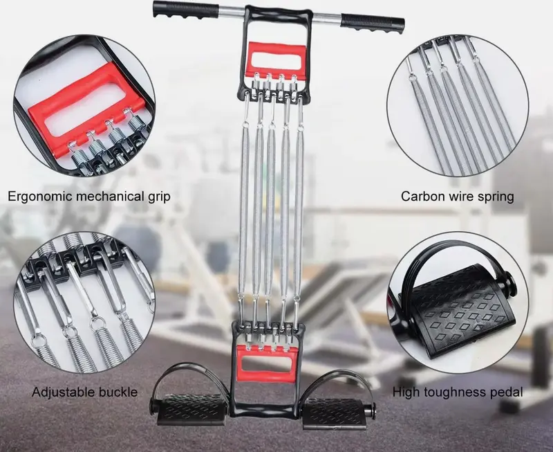 Chest Expander,  5 Spring Chest Expander 3 In 1 Pull Stretcher Gym Muscle Training Exerciser 30kg, Home Gym Equipment, Fat Belly Burners, Home Fitness Equipment 4