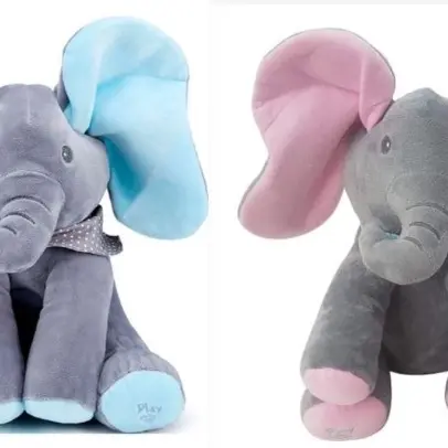 Peek-a-boo ,Singing Elephant Plush Toy with Moving Ears for Baby Gift - Cute Stuffed Animal 3