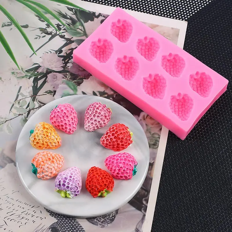5 Pcs Strawberry Baking Mold 3D Cupcake Strawberry Mold Strawberry Silicone Fondant Mold for DIY Topper Decorating Cake Chocolate Cookies Sugar Polymer Clay Crafting Project 2