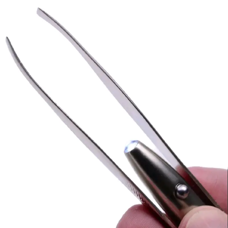 Stainless Steel Tweezer with LED Light for Precise Eyebrow Hair Removal - Pluck & Trim 3