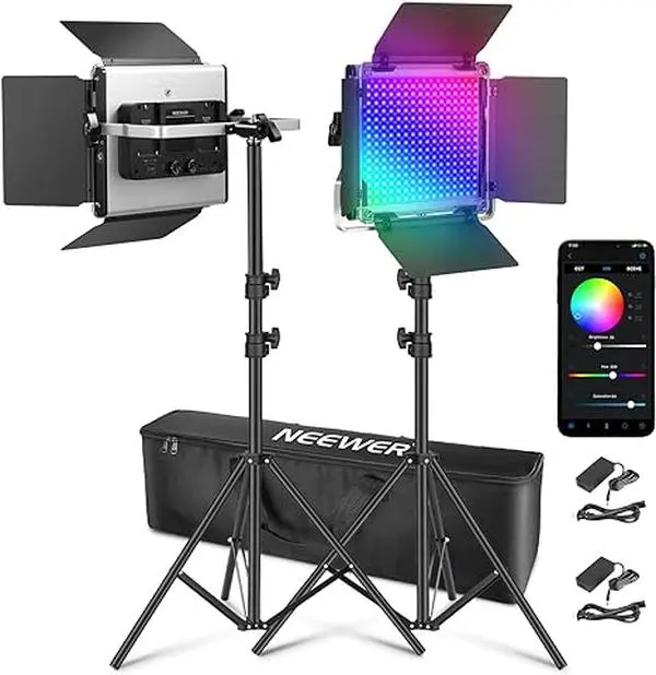 NEEWER 2 Pack 660 PRO II LED Video Light Stand Kit