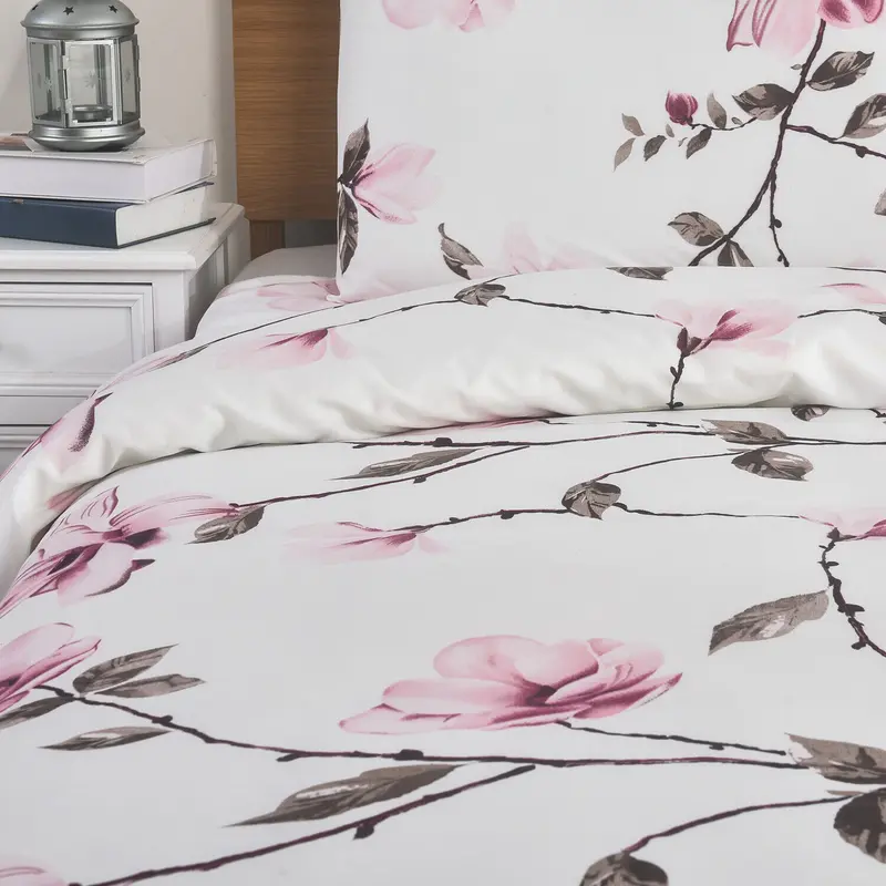 4 Piece Bedding Set Duvet Cover Fitted Sheet with Pillow Cases Madrid-119 Soft Brushed Microfiber Printed Complete Bed Sets in Single Double and King Size 4