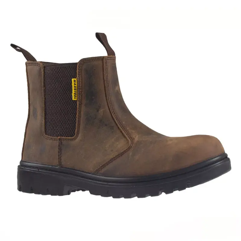 MENS LIGHTWEIGHT LEATHER DEALER SLIP ON STEEL SAFETY CHELSEA WORK BOOTS SHOES Slip on workboots 2