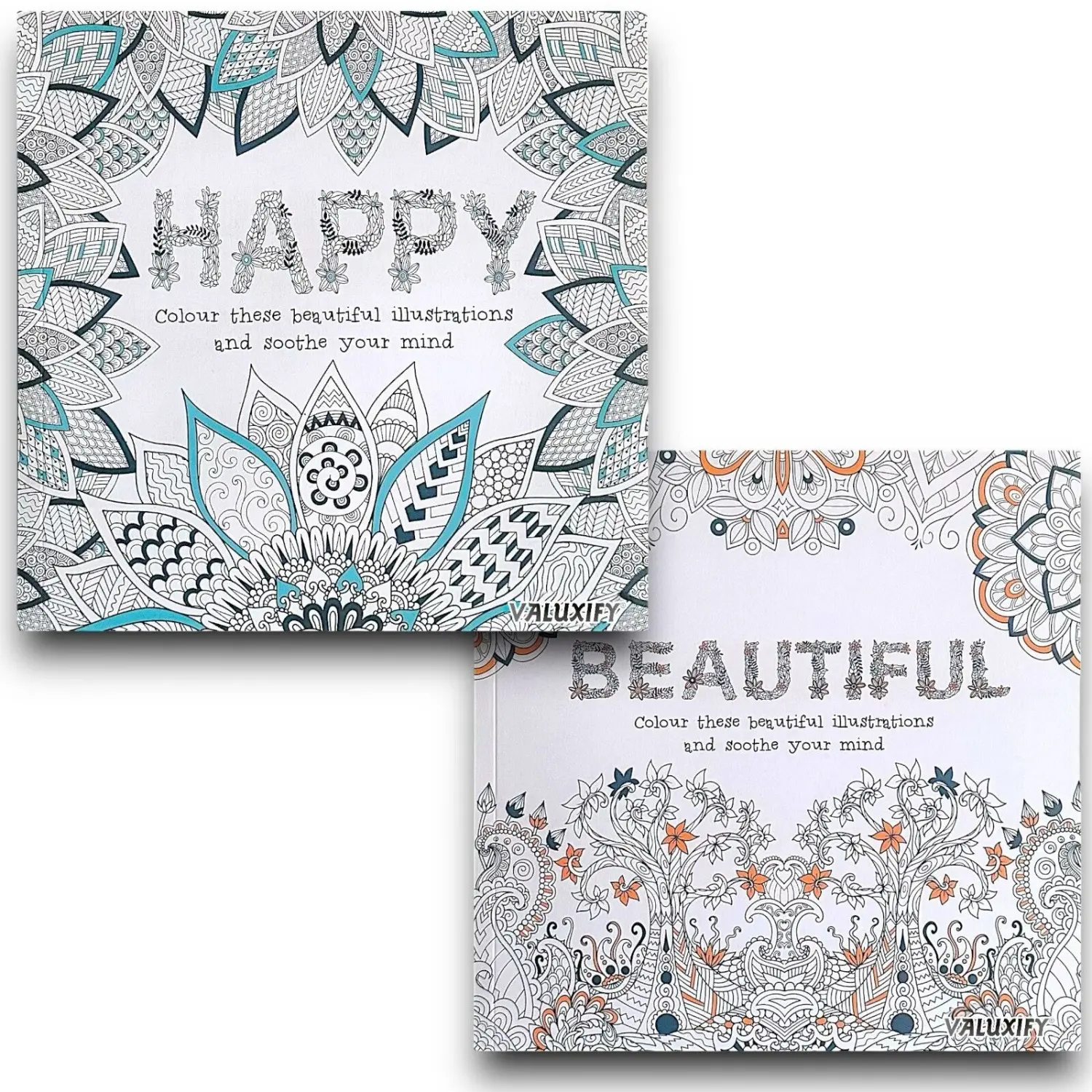 2x Adult Colouring Books Mindfulness Relax Your Mind Colour Therapy  20x20cm coloring