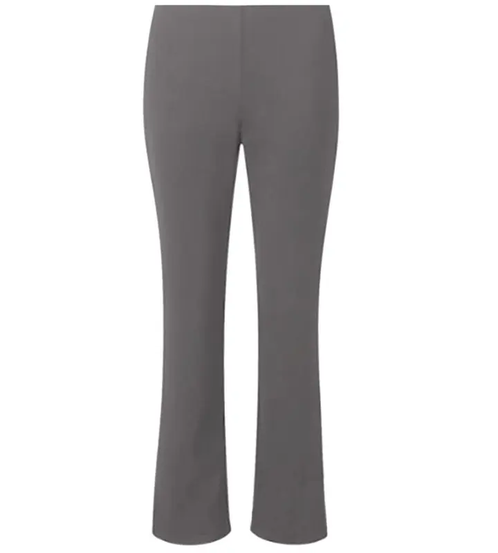 VINTAG WOMENS BOOTLEG TROUSERS LADIES STRETCH RIBBED PANTS PULL ON BOTTOMS Grey, Black, Navy and Brown Casual Comfort Fabric Fit Womenswear Elastic Formal High Waist 4