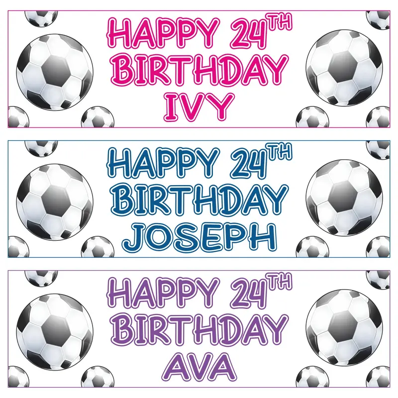 x2 Personalised Football Party Banner, Custom Party Decorations, Boys Birthday Party Decor, Football Themed Party, Sports Party Decorations 1