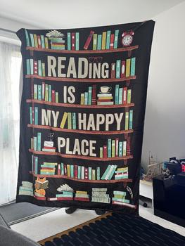 Product Review of Book Print Flannel Blanket, Letter Print Soft Warm Throw Blanket, Napping Blanket for Home & Office Couch from M**P 0