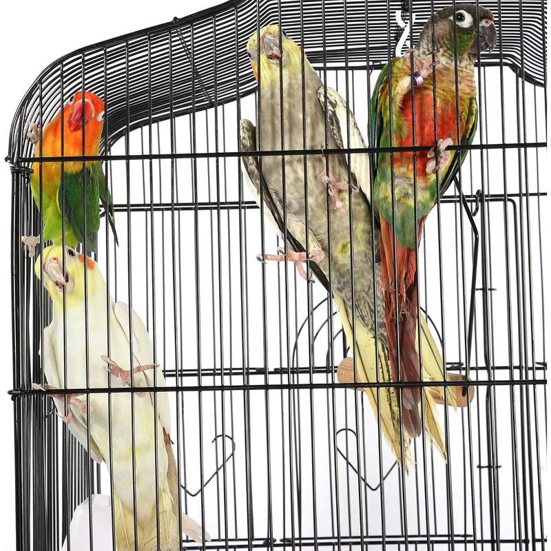 Metal Bird Cage Parrot Cage for Budgie/Lovebird/Cockatiel/Canary with Open Play Top 104cm Black 3