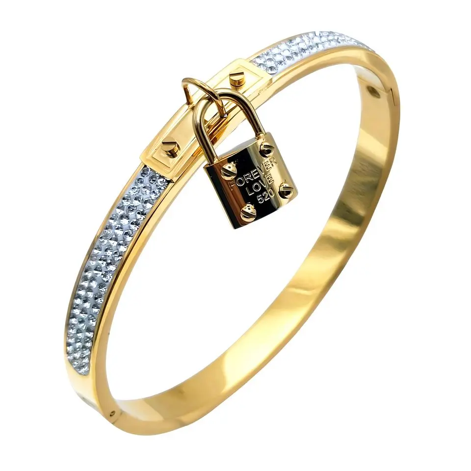 Luxury Padlock Gold Bangle Bracelet