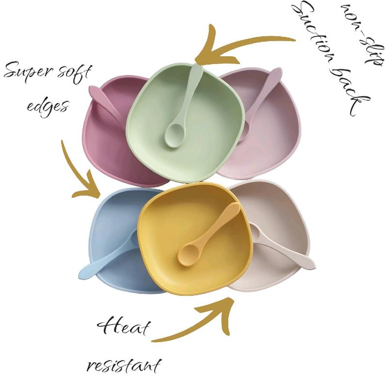 Bebe joys Baby Weaning Silicone plate and Spoon with super strong suction at the back non-slip. 4