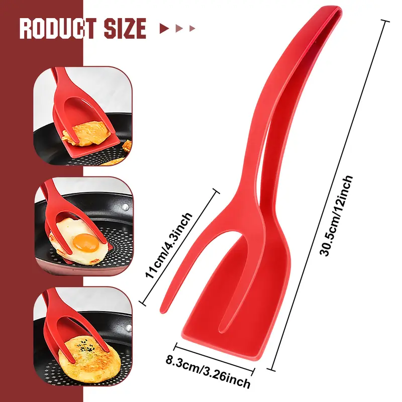 WALLFID 2 in 1 Spatula Tongs Set - Egg Flipper & Pancake Turner Kitchen Cooking Tool for Flawless Omelets & French Toast Ergonomic Design, Non-Stick 2