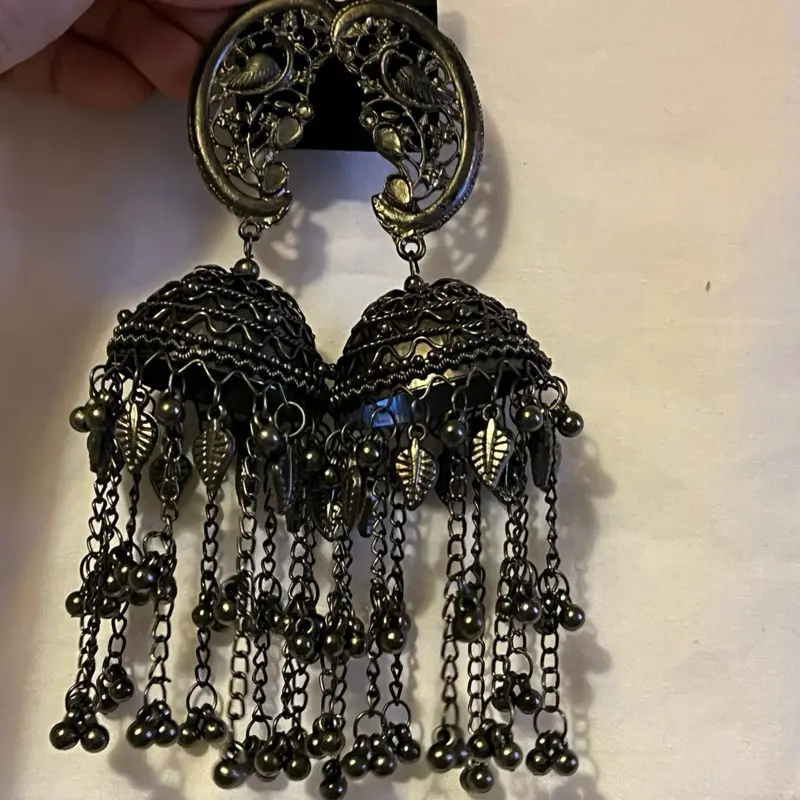 Extra Long Dark Color Kaan Jhumka - Indian Jewelry earing 4