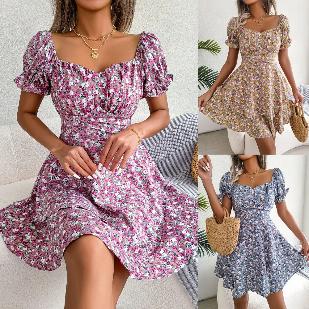 Summer Women's Dress Flower Print Short Sleeve Dress Women's Clothing for Daily Wear Chic Comfortable Womenswear going outfits classy outfit women Ladies Clothes for Beach Holiday