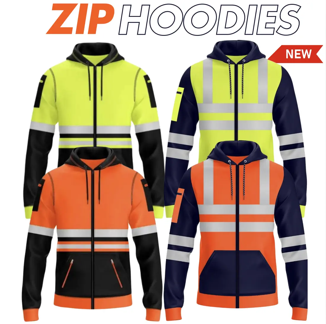 high visibility hi viz zip  hi vis zipped hoodie zip  hoodie storm range workwear mens tradesmen hoodie workwear zip hoodie fleece jumper menswear work Multifunctional scaffolding bricklaying construction workers laborer