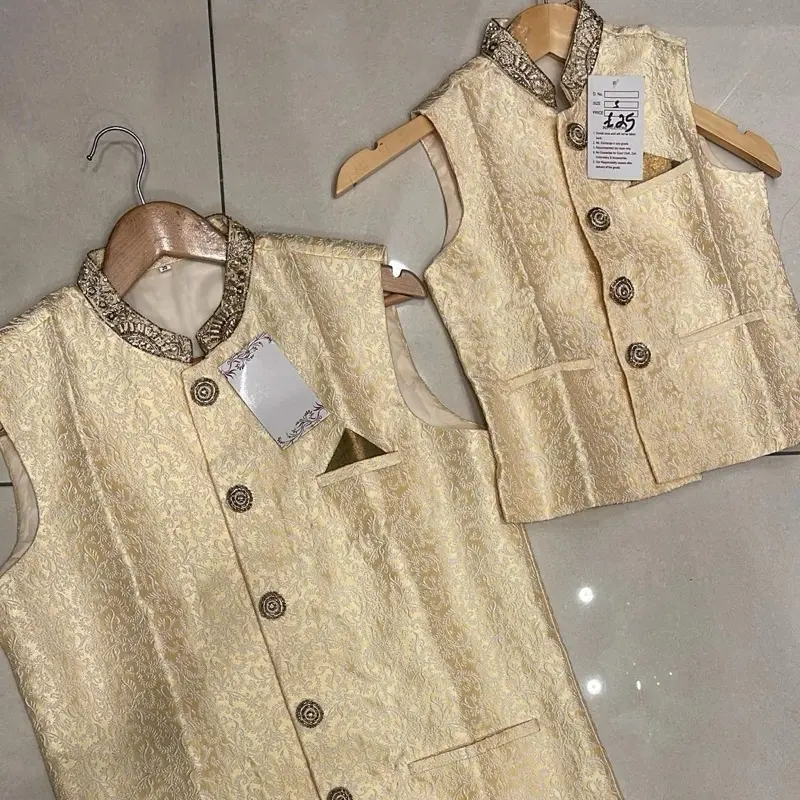 Men & Boys EMBROIDERED BANARSI SILK WAISTCOAT CW07 2